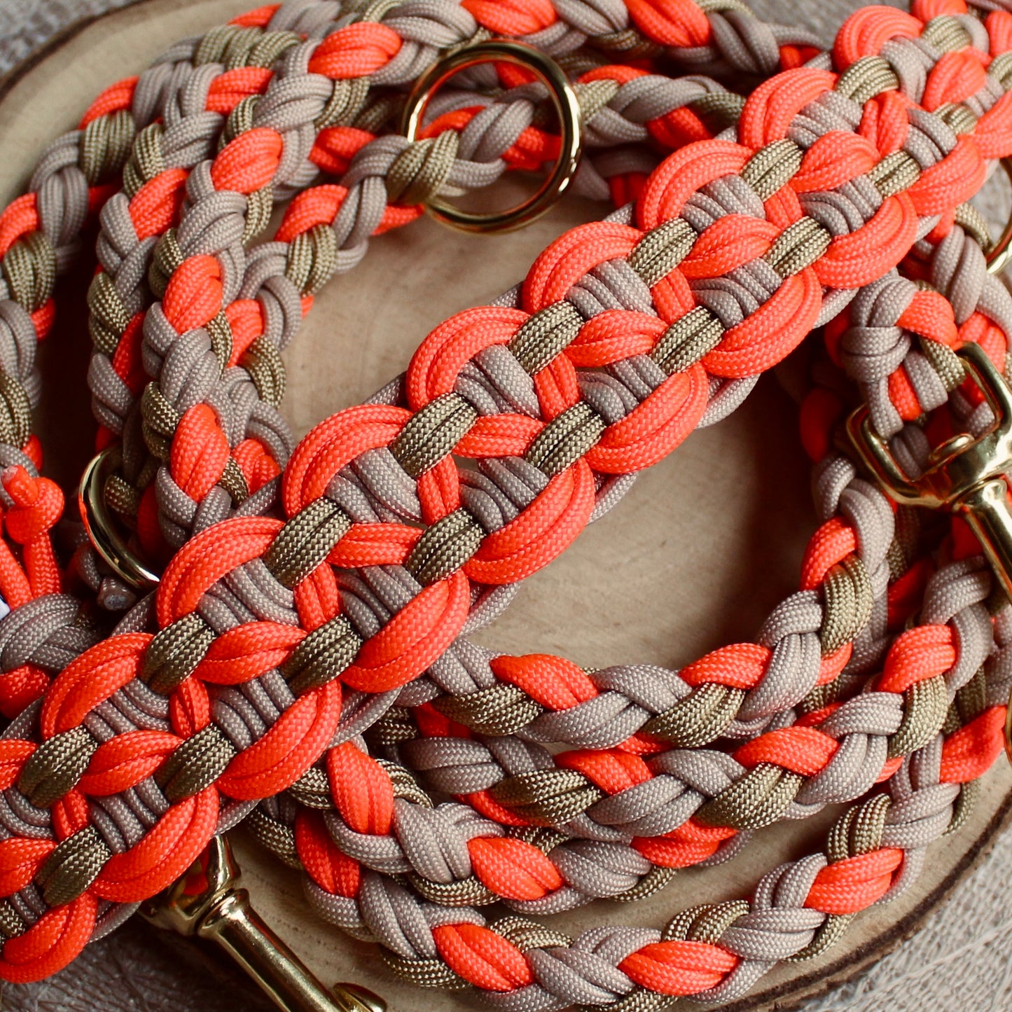 Halsband Paracord »Neon Orange x Gold«