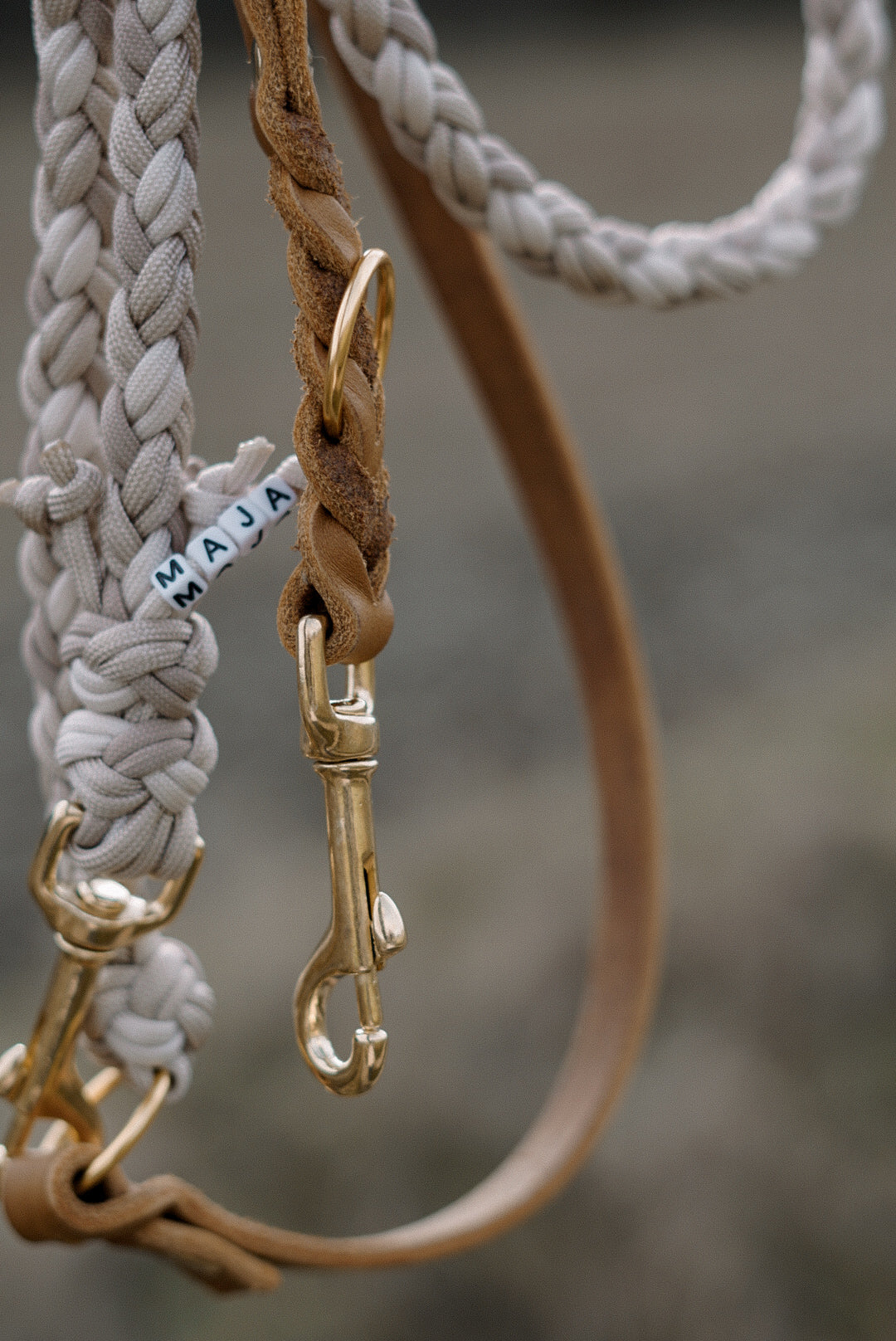 Design your own | Paracord x Fettleder Hundeleine »Boho«