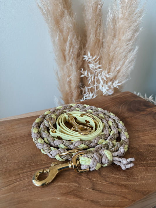 Hundeleine Paracord x BioThane®️ »Pastell Gelb«