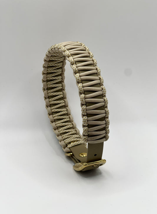 Halsband BioThane®️x Paracord »Khaki x Gold«