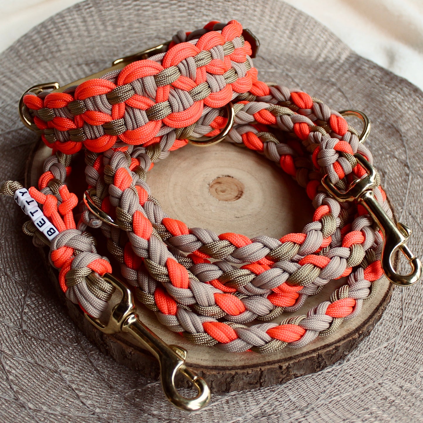 Halsband Paracord »Neon Orange x Gold«