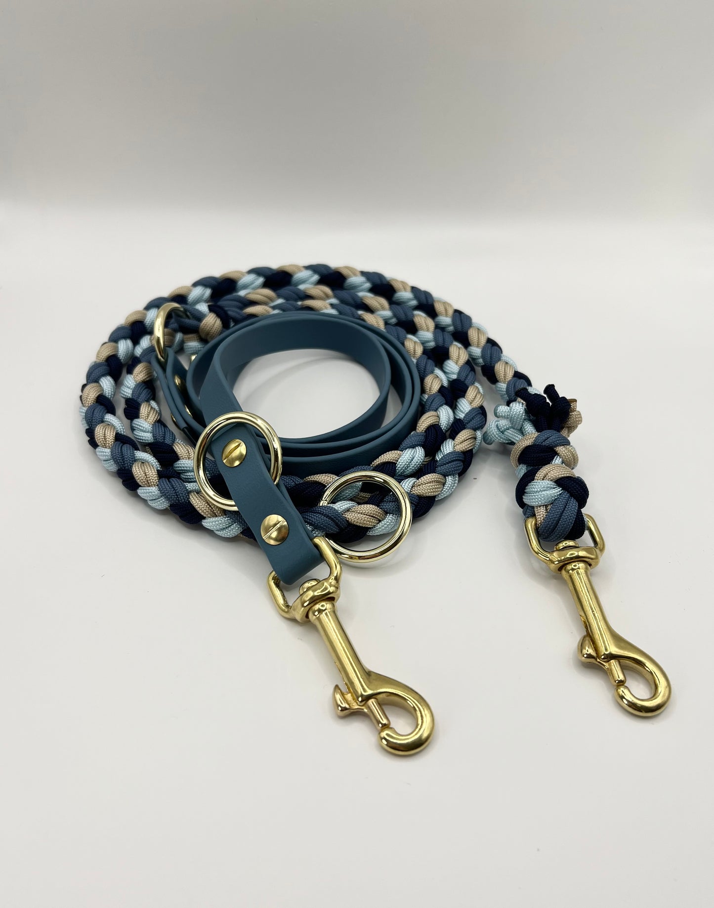 Hundeleine Paracord x BioThane®️ »Midnigth Blue x Beige«