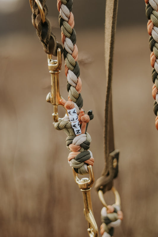 Paracord x Fettleder Hundeleine »Earthy«