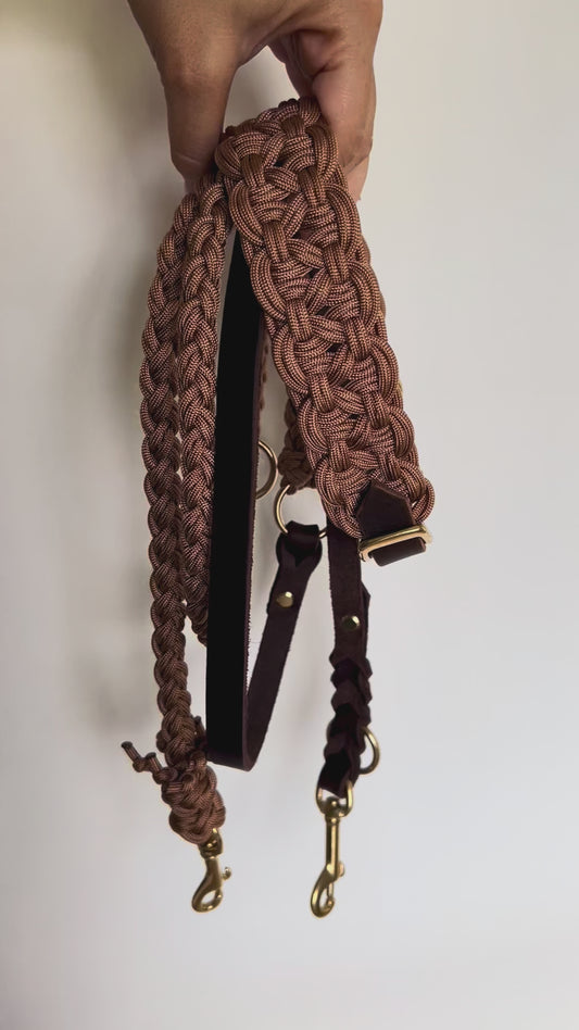 Hundeleine Paracord x Fettleder »Karamell  x Dunkelbraun«